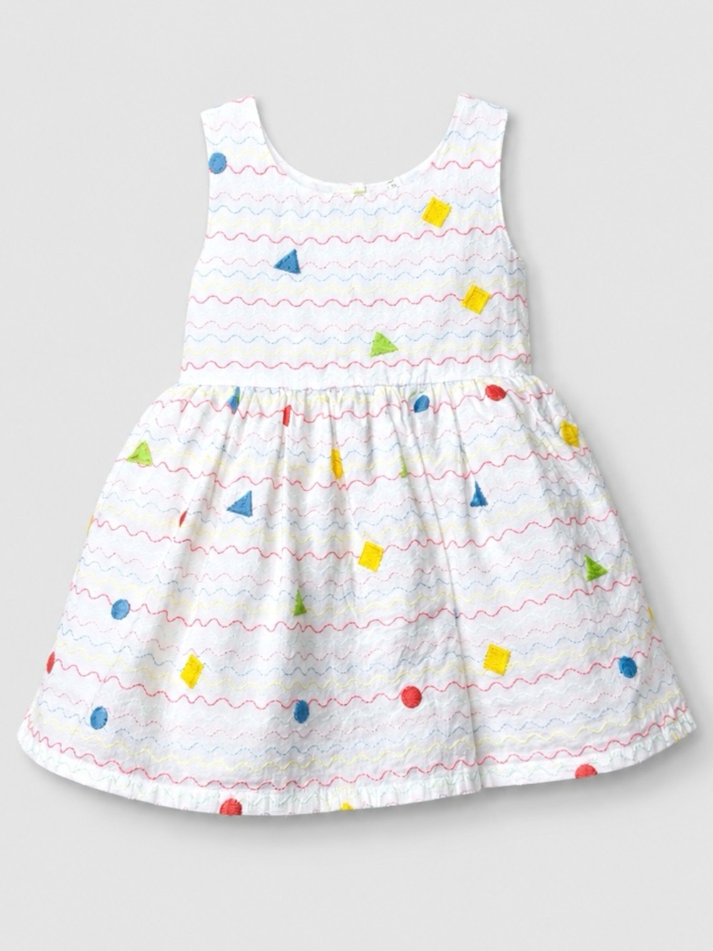 Pantaloons Girls Embroidered Geometric Dress White Multicolor Size 6-9M Baby